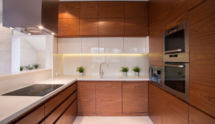 Modern kitchen with painted cabinets