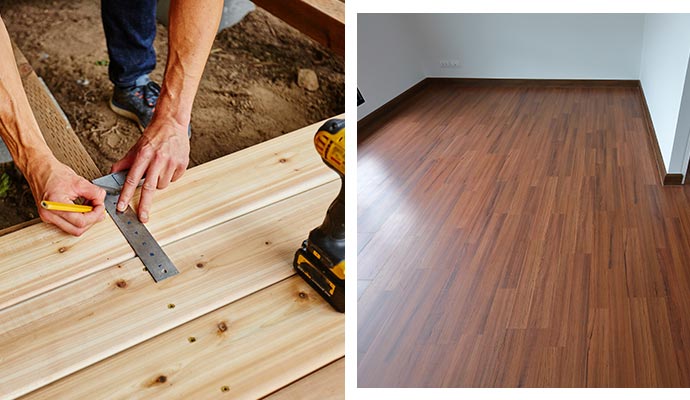 Collage of deck installation and floor-installation