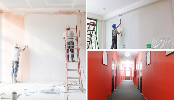 Collage of wall, ceiling and corridor painting service