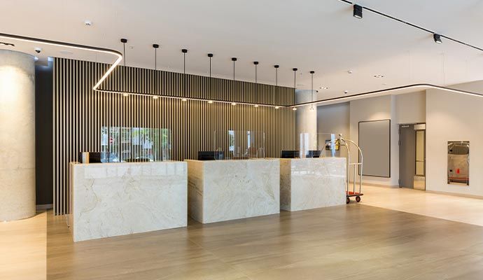 Newly painted modern hotel interior
