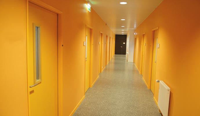 Painted interior corridor