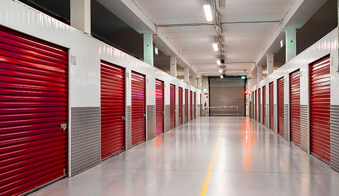Painted storage facility interior