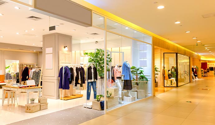 Freshly painted retail store interiors, creating a clean and inviting look