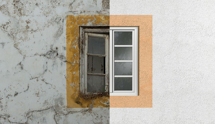 faded wall and newly painted wall