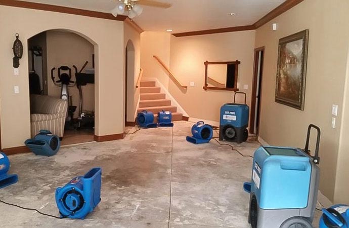 wet floor drying with dehumidifiers