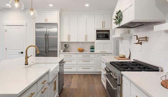 Refaced wooden kitchen cabinet